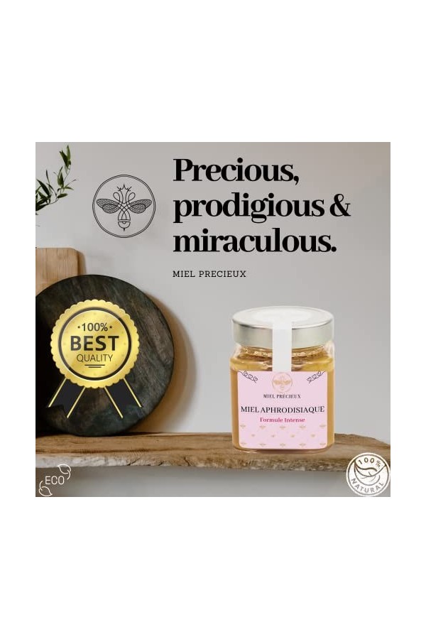 Miel Aphrodisiaque | Formule Intense | Ginseng, Maca, Tribulus Terrestris, Ashwagandha | Libido | 100% pur et naturel | 250g
