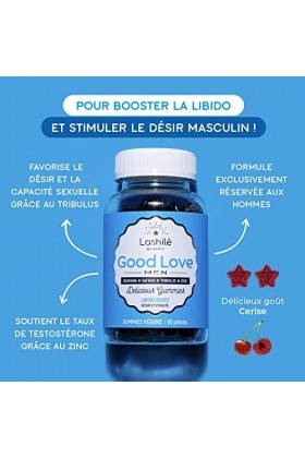 LASHILÉ BEAUTY - Compléments Alimentaires - Libido Boost Homme - Good Love Men - Cure 3 mois - 3 x 60 Gummies - Fabrication F