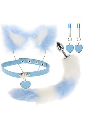 Abaodam Renard Animal Costume Ensemble Renard Oreille Bandeau Queue Plug Cou Collier Et Clips Ensemble pour La Valentin Cospl