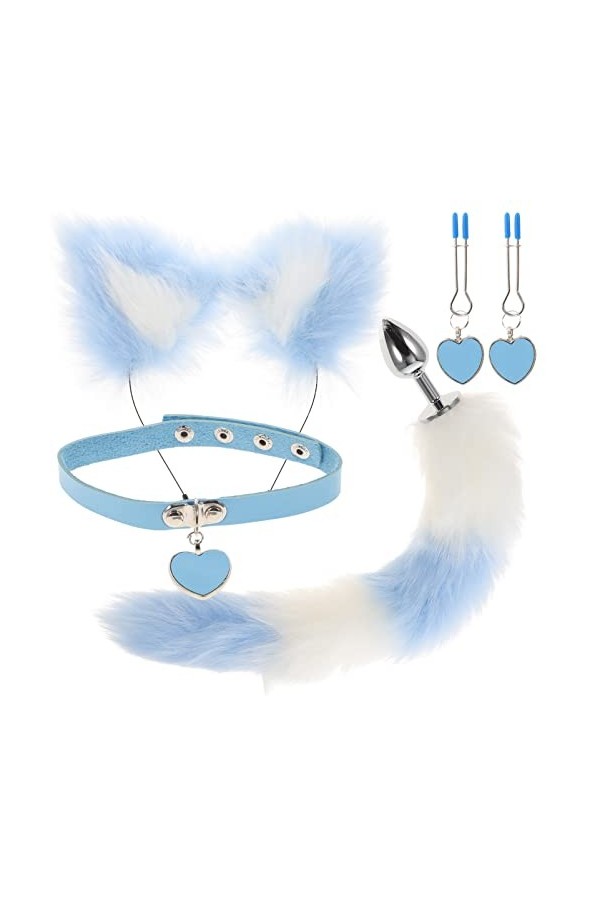 Abaodam Renard Animal Costume Ensemble Renard Oreille Bandeau Queue Plug Cou Collier Et Clips Ensemble pour La Valentin Cospl