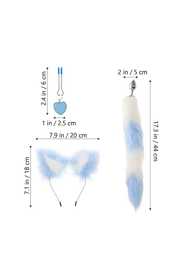 Abaodam Renard Animal Costume Ensemble Renard Oreille Bandeau Queue Plug Cou Collier Et Clips Ensemble pour La Valentin Cospl