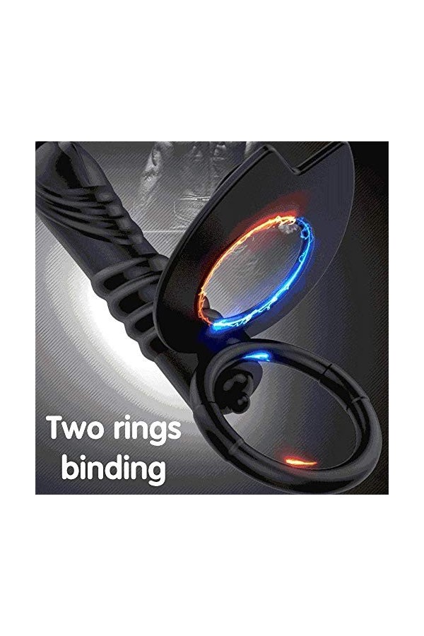 Double Penetration Pour Couple anale Anneau Pẹns Homme,Anneau étanche Silicone Double Anneau pennis Homme Bague réglable Doux