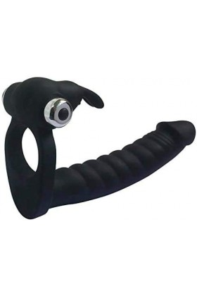 Double Penetrateur Gode pour Homme Anneau De P-ÊŇIs en Silicone,étanche réglable pénien avec Anneau testiculaire pour Couple 