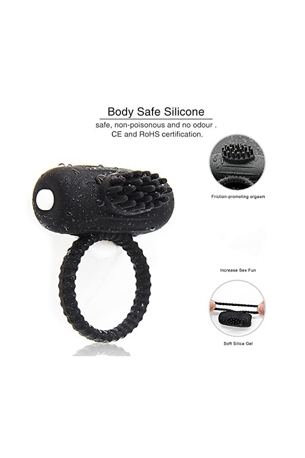 PÉNIS Anneau Sextoyse Anneau Vibrant Couple Plaisir Anneau Vibrant Silicone pour Couple Étanche Massage pour Se Détendre, He