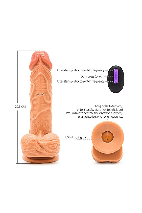 Godemichet Ventouse Silicone Simple pour Femme Godẹș pour Homme Realiste Peau Gros Souple Poiňt G et aņạlẹ Godemichet Homme D