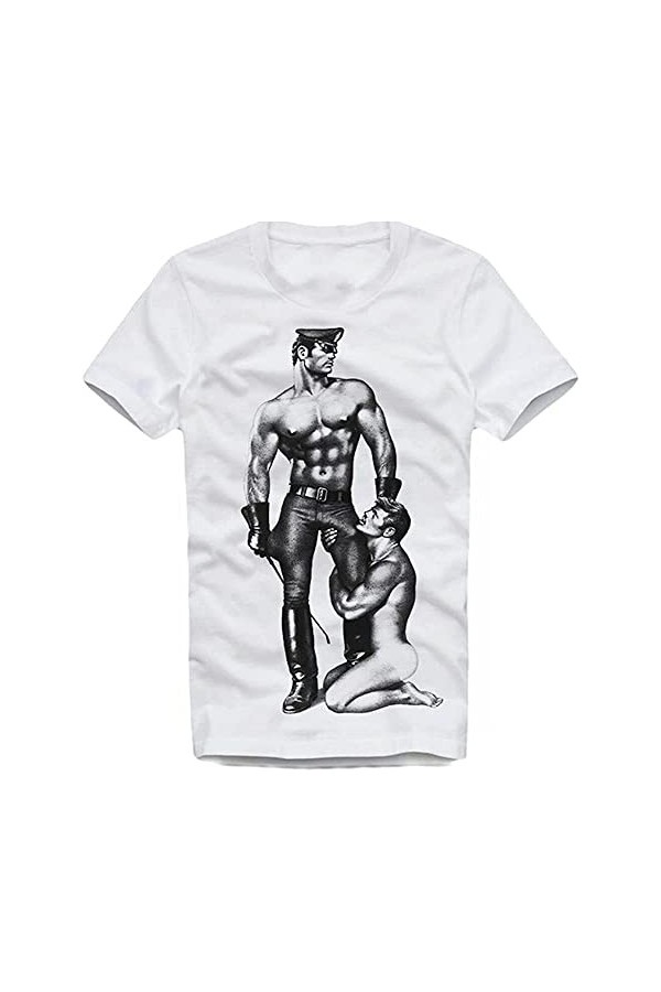 HAIT Gay Lovers T-Shirt Tom of Finland Lads Master Servant BDSM Leather Fetish White