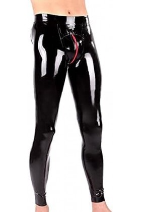 GOCTRN Leggings en Latex pour Hommes, Slim, Coupe 3D, Hanches, Entrejambe, Fermeture Éclair Rouge,Blanc,S