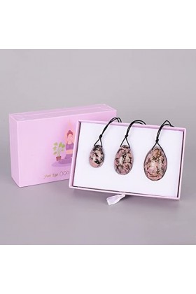 Yoni Egg Gift Box Set Natural Rhodolite St Ball Kegel Exercice Massage Stick Masseur, 3 Pcs Sets