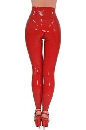 GOCTRN Leggings en Latex, Pantalon en Caoutchouc, Fermeture Éclair À lentrejambe, Taille Haute, Slim, Fermeture Éclair en U,