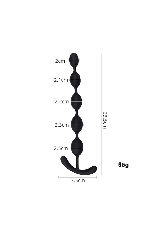 23.5cm de long en silicone souple cinq boules de jouets de massage de pulpe de raisin