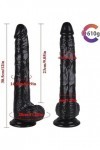 XXL Gode géant Goliath 30cm de long noir pénis avec gland, veines, testicules et ventouse, pour femmes et hommes