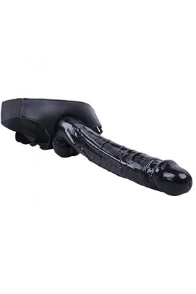 BSAI 34cm Noir Silicone Enorme Souple Con Ceinture Ventouse, Grande Taille Portable