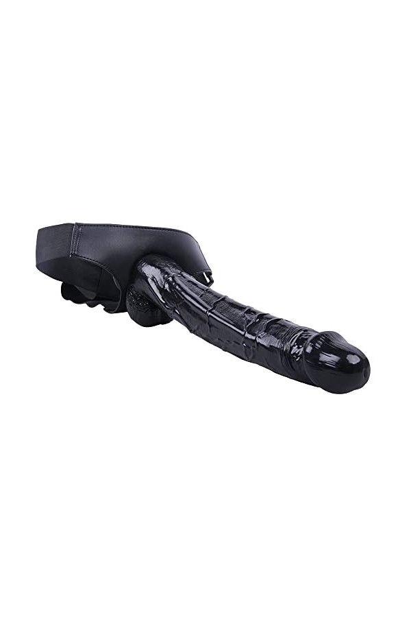 BSAI 34cm Noir Silicone Enorme Souple Con Ceinture Ventouse, Grande Taille Portable