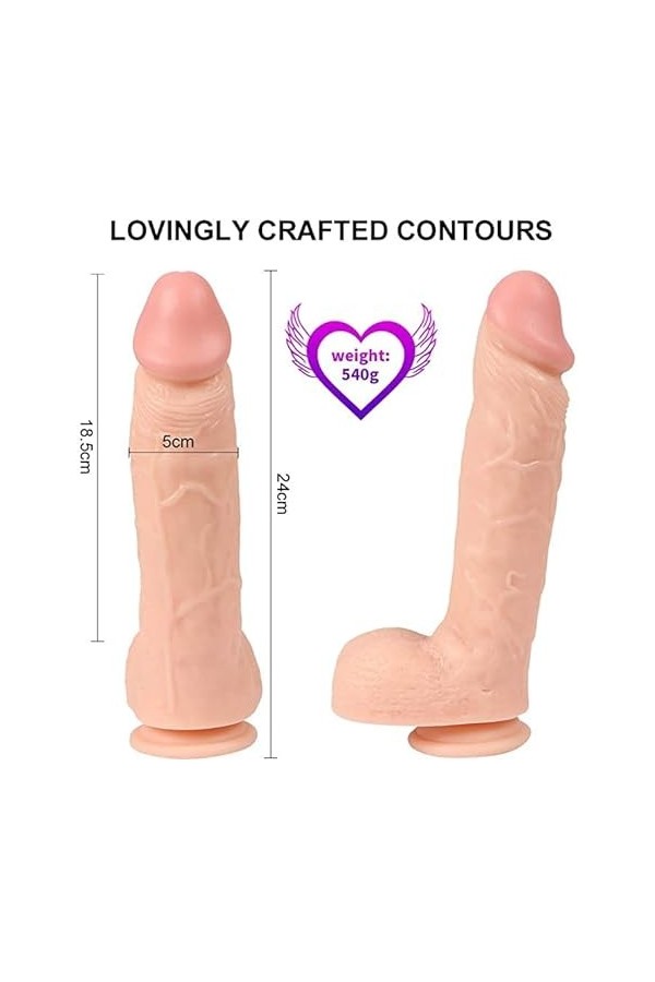 Gode Jelly Cristal Transparent Lông Gode vëntòusë Pòrtable Gode Realiste Femme Sex Matériau en Silicone,Doux et Facile à Tran