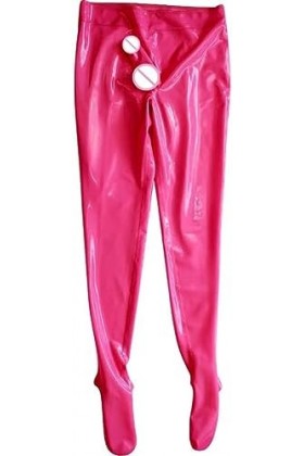 GOCTRN Leggings Sexy en Latex, Pantalons en Caoutchouc, Gaine en Latex,Argent,3XL
